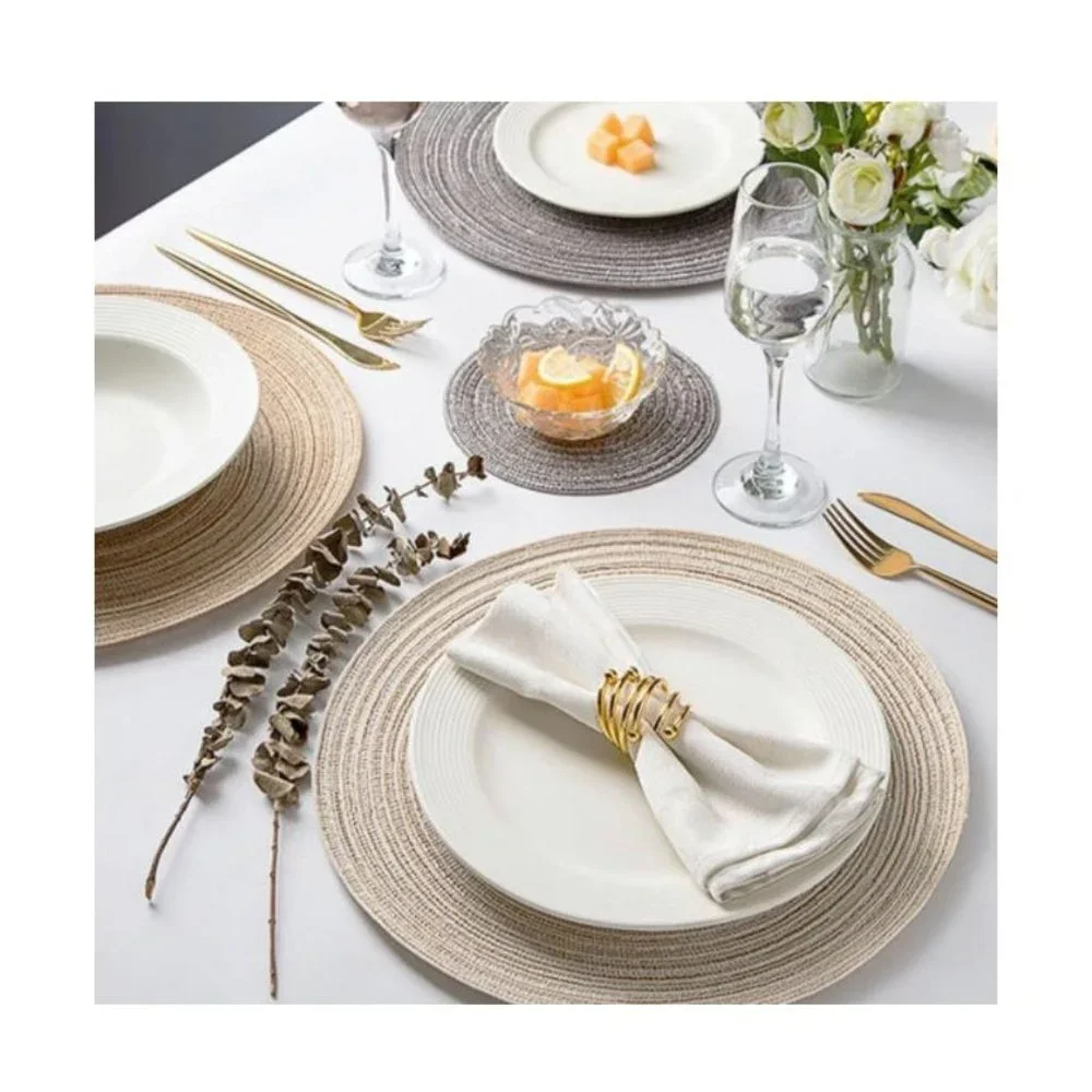 Panda Palm Round Placemats NEW Ivory White Set of 4
